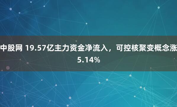 中股网 19.57亿主力资金净流入，可控核聚变概念涨5.14%